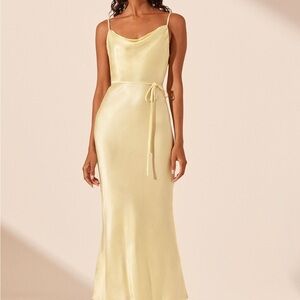 Shona Joy LA LUNE BIAS COWL MIDI DRESS - LEMON (size US 12)